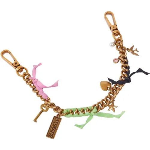Keyrings, female, , Size: ONE SIZE Golden Bag Charm Keychains - pinko - Modalova