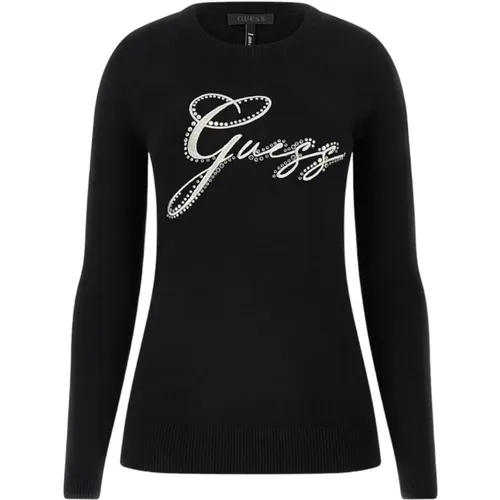 Eleganter vielseitiger Rundhalsausschnitt Pullover Jblk , Damen, Größe: L - Guess - Modalova