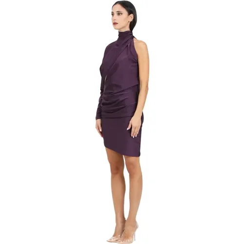 Lila One-Shoulder Drapiertes Kleid , D, Größe: M - Amen - Modalova