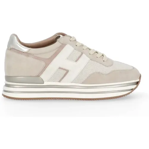 Women`s Pink and Ivory Suede Sneakers , female, Sizes: 3 1/2 UK - Hogan - Modalova