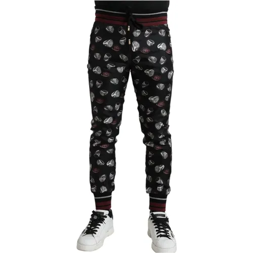 Sweatpants, male, , Size: XL Ring Print Silk Casual Joggers - Dolce & Gabbana - Modalova