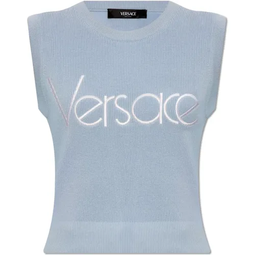 Baumwollweste mit Logo , Damen, Größe: XS - Versace - Modalova