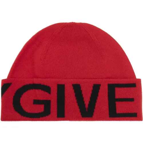 Beanies, male, , Size: ONE SIZE Wool Logo Detail Hat - Givenchy - Modalova