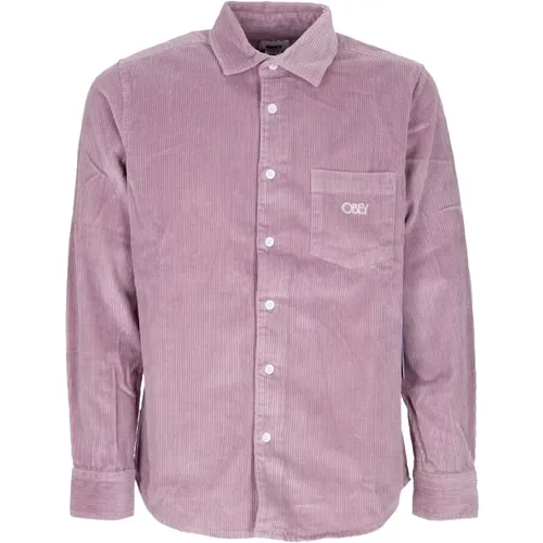 Casual Shirts, male, , Size: XL Velvet Long Sleeve Shirt Lilac Chalk - Obey - Modalova