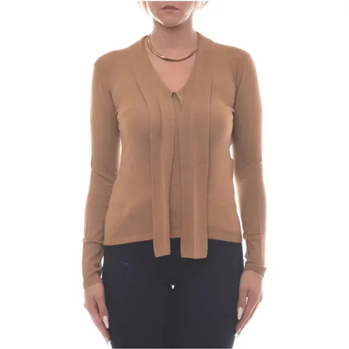 Women V-Neck Sweater with Scarf , female, Sizes: L - Marella - Modalova