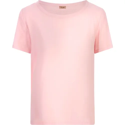 Seidenes Rosa T-Shirt mit Rundhalsausschnitt - Her Shirt - Modalova