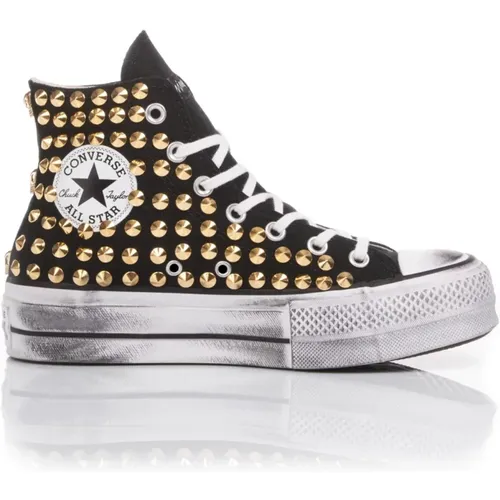 Handgefertigte Schwarze Gold Sneakers , Damen, Größe: 38 EU - Converse - Modalova