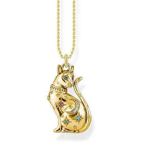 Jewellery, female, , Size: ONE SIZE Cat Constellation Gold Pendant Necklace - Thomas Sabo - Modalova