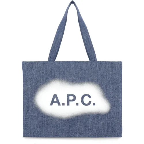 Tote Bags, female, , Size: ONE SIZE Denim Shopping Bag with Logo - A.p.c. - Modalova