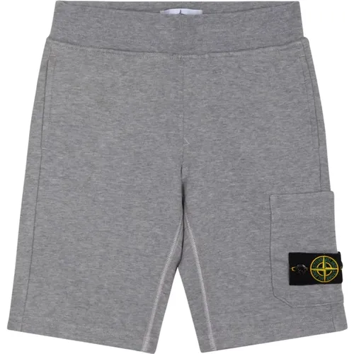 Melange Graue Patch Shorts - Stone Island - Modalova