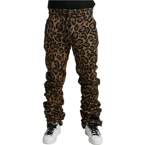 Sweatpants, male, , Size: 2XL Leopard Jacquard Jogger Pants - Dolce & Gabbana - Modalova