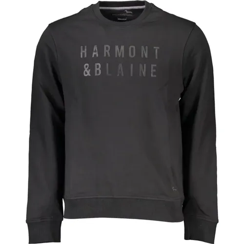 Schwarzer Sweatshirt mit Langen Ärmeln und Logo-Druck , Herren, Größe: M - Harmont & Blaine - Modalova