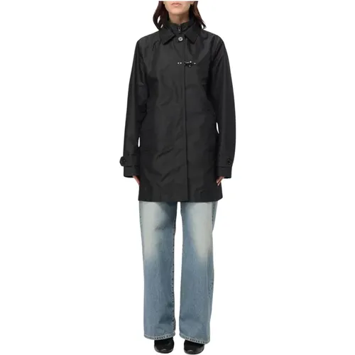 Trench Coats, female, , Size: M Long Trench Coat with Clasp Detail - Fay - Modalova