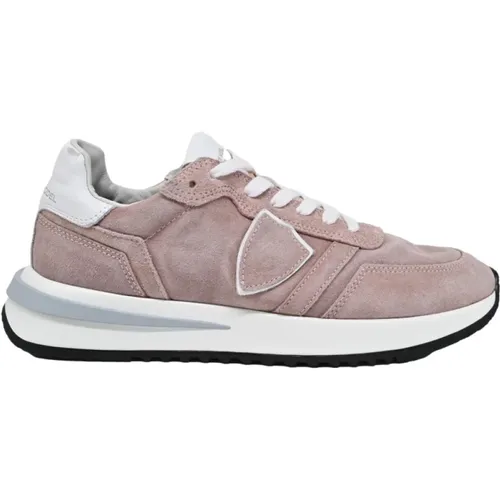 Niedrige Sneakers aus Rosé-Wildleder , Herren, Größe: 36 EU - Philippe Model - Modalova