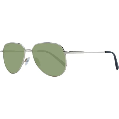 Sunglasses, unisex, , Size: ONE SIZE Gold Round Sunglasses with Green Lenses - Serengeti - Modalova