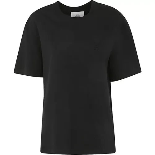 Schwarzes ADC T-Shirt , Damen, Größe: S - Ami Paris - Modalova