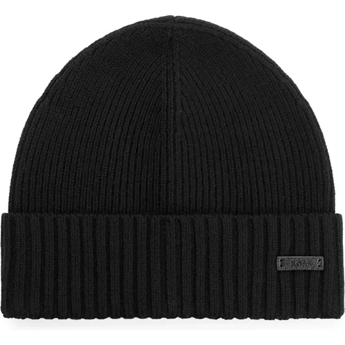 Ribbed Wool Beanie Hat Men , unisex, Sizes: ONE SIZE - Boss - Modalova