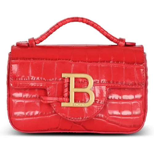 B-Buzz Mini Tasche aus Krokodil-Print-Leder - Balmain - Modalova