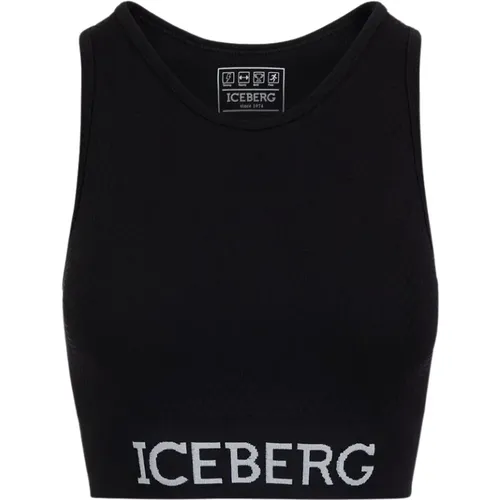 Logo Crop Top , Damen, Größe: S - Iceberg - Modalova