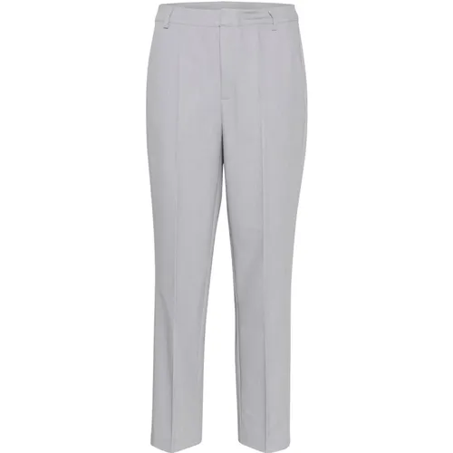 Grau Melange Reißverschluss-Hose Straight-Leg , Damen, Größe: 3XL - Kaffe - Modalova