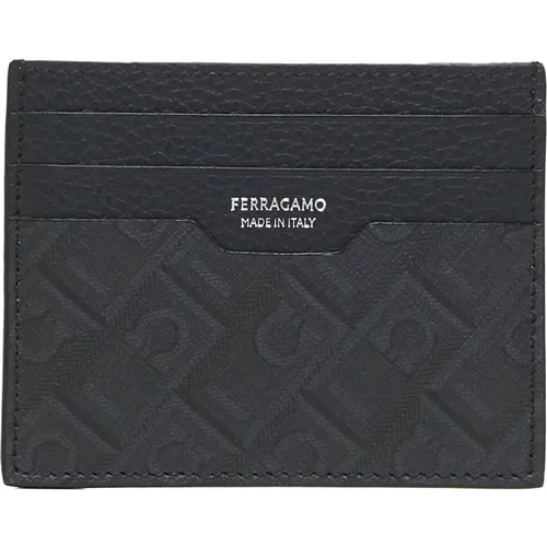 Wallets & Cardholders, male, , Size: ONE SIZE Leather Card Holder with Logo - Salvatore Ferragamo - Modalova