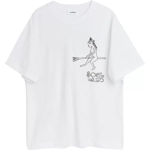 Mond Druck T-shirt , unisex, Größe: L/Xl - Soulland - Modalova