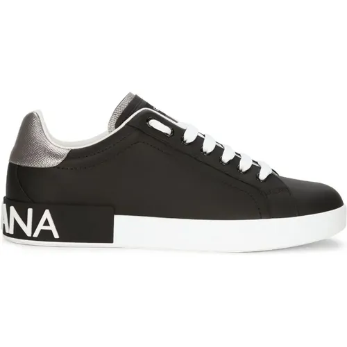 Leather Logo Patch Sneakers , male, Sizes: 6 UK, 10 UK - Dolce & Gabbana - Modalova