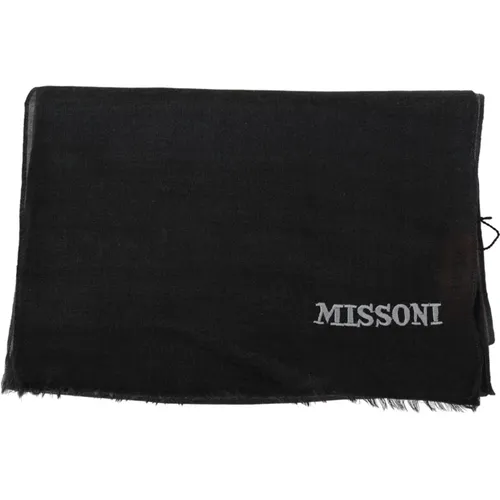 Winter Scarves, unisex, , Size: ONE SIZE Elegant Wool Scarf with Fringes - Missoni - Modalova