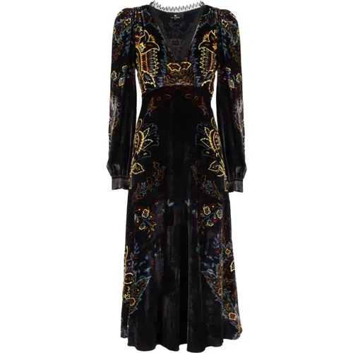 Floral Paisley Velvet Dress with Lace , female, Sizes: XS, M, L - ETRO - Modalova