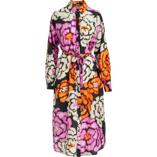 Silk Oversized Dress Coral/Fuchsia/Black , female, Sizes: M, XL, S, L - Essentiel Antwerp - Modalova