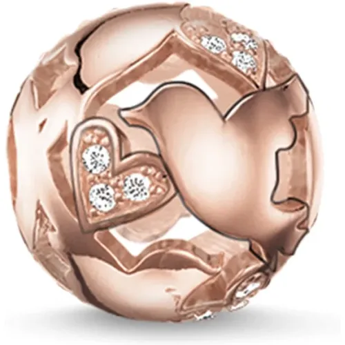 Lovebirds Bead Silver Rosegold Zirconia , female, Sizes: ONE SIZE - Thomas Sabo - Modalova