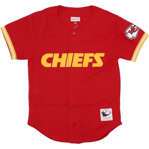 Sportswear, male, , Size: M Kansas City Chiefs Mesh Button Jacket - Mitchell & Ness - Modalova