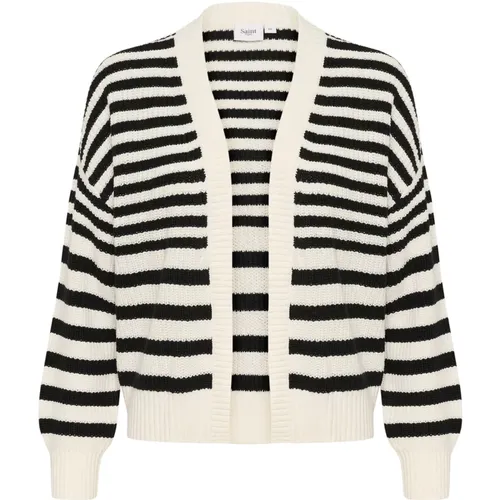 Cardigans, female, , Size: M Striped Open Cardigan - Saint Tropez - Modalova