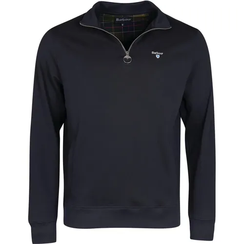 Navy Half Zip Pullover mit gebürstetem Finish , Herren, Größe: L - Barbour - Modalova