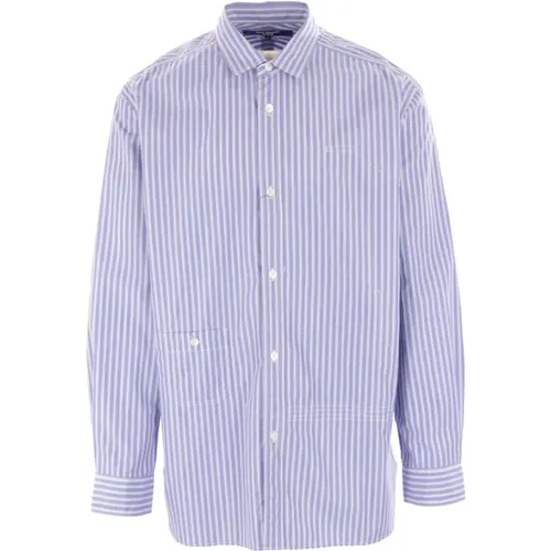 Striped Cotton Shirt with Flannel Elbow Patches , male, Sizes: S, L, M - Junya Watanabe - Modalova