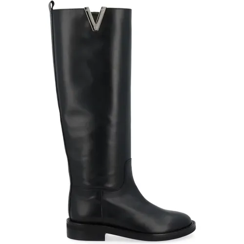 High Boot with V Silver , female, Sizes: 4 1/2 UK, 6 UK, 6 1/2 UK, 7 UK, 5 UK, 3 1/2 UK, 8 UK, 5 1/2 UK, 3 UK - Via Roma 15 - Modalova