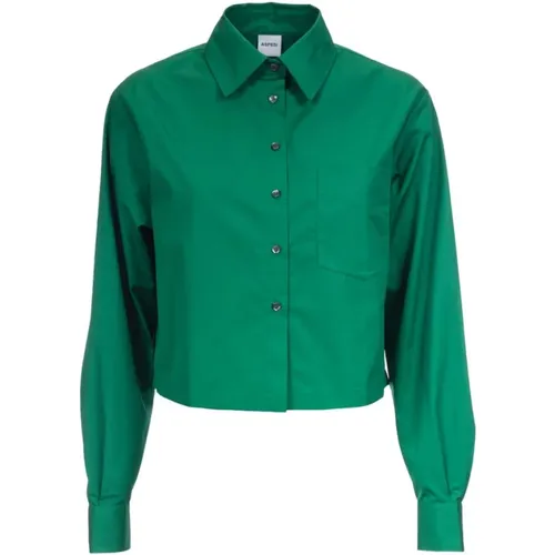 Grünes Baumwoll-Popeline-Hemd , Damen, Größe: S - Aspesi - Modalova
