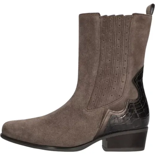 Beige Wildleder Western Stiefeletten , Damen, Größe: 37 1/2 EU - Gabor - Modalova