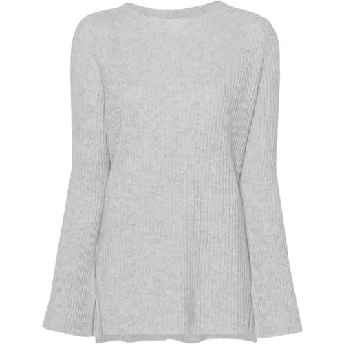 Grauer Strickpullover mit Lurex-Details , Damen, Größe: M - Twinset - Modalova