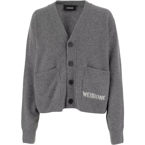 Logo Wollmischung Cardigan Grau - WE11DONE - Modalova