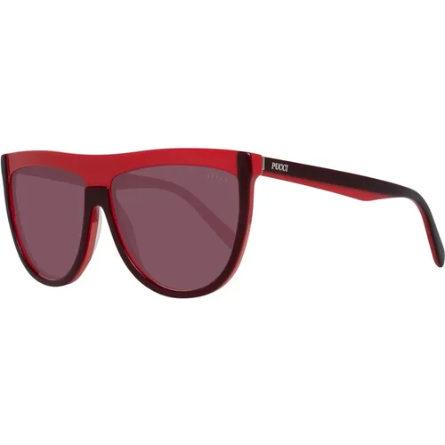 Sunglasses, female, , Size: ONE SIZE Burgundy Oval Sunglasses Gradient Lens - EMILIO PUCCI - Modalova