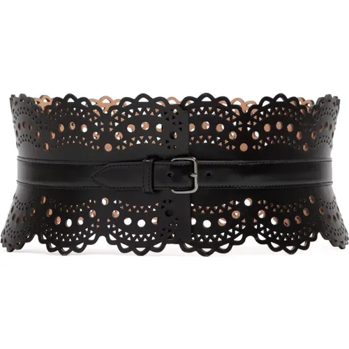 Openwork Leather Corset Belt , female, Sizes: 80 CM, 85 CM - Alaïa - Modalova
