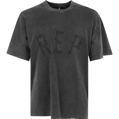 Vintage Schwarzes T-Shirt mit Rep Applikation , Herren, Größe: S - REPRESENT - Modalova