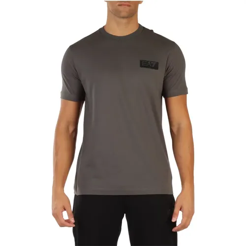 Cotton T-shirt with Front Logo Patch , male, Sizes: S, XL - Emporio Armani EA7 - Modalova