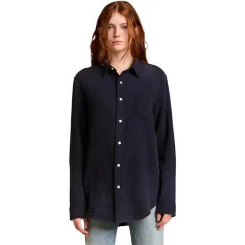 Shirts, female, , Size: XS Navy Gauze Boyfriend Shirt - Denimist - Modalova