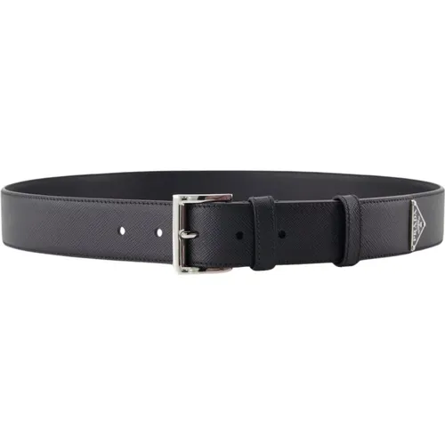 Belts, male, , Size: 105 CM Triangle Logo Saffiano Belt - Prada - Modalova