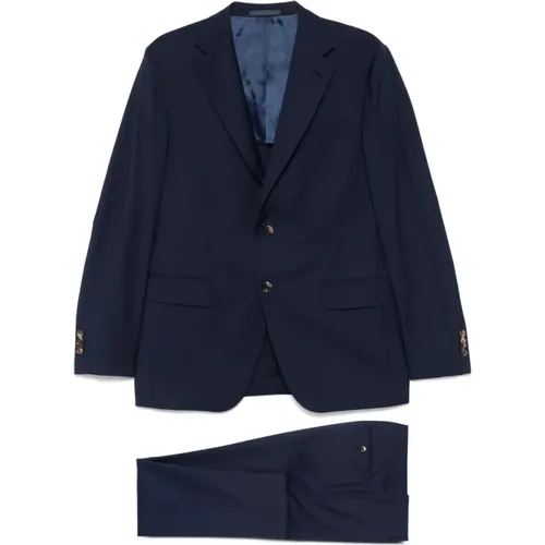 Single Breasted Suits, male, , Size: 3XL Navy Button-Up Jacket - Caruso - Modalova