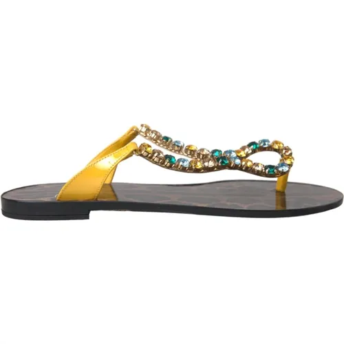 Flip Flops, female, , Size: 7 US Crystal Sandals Flip Flops - Dolce & Gabbana - Modalova