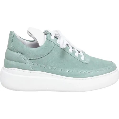 Powder Blue Suede Wedge Sole Trainers , female, Sizes: 3 UK, 4 UK, 6 UK - Filling Pieces - Modalova