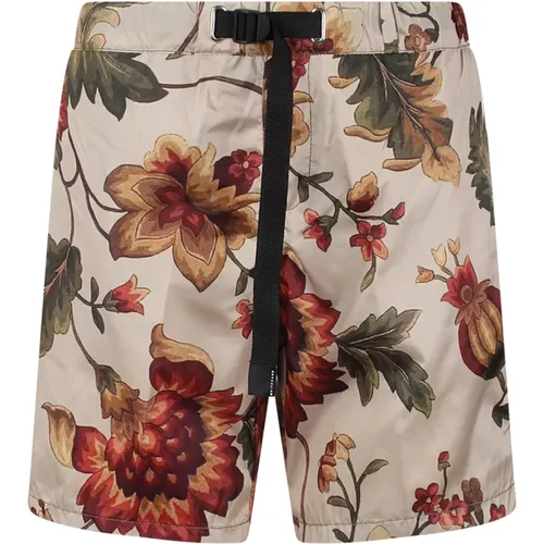 Floral Print Nylon Swimshorts , male, Sizes: S, L, M, XL - White Sand - Modalova